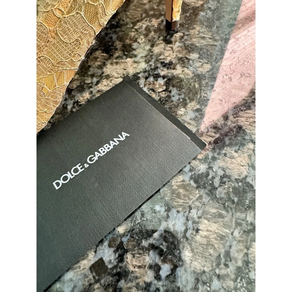 Dolce & Gabbana Bellucci Gold Lace Crystal Pumps CD0066 AE637 40.5/ 10.5 heels - Picture 8 of 16